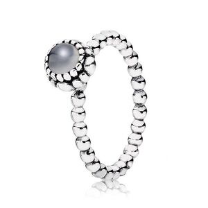 Pandora Sterling Silver Birthday Blooms June Moonstone Ring